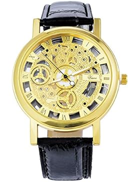 Souarts Herren Vergoldet Farbe Schwarz Armbanduhr Quartz Analog mit Batterie