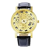 Souarts Herren Vergoldet Farbe Schwarz Armbanduhr Quartz Analog mit Batterie (gelb)
