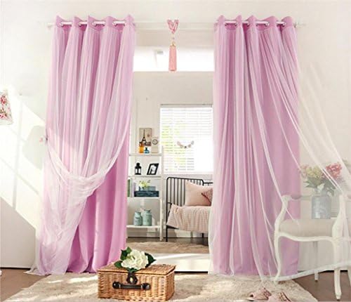 GFYWZ Curtains Window screening Polyester Lace Modern minimalist Small fresh Pleat Window Drapes Living Room Solid color Bay window Panel Curtain (2 panels) , 3 , E