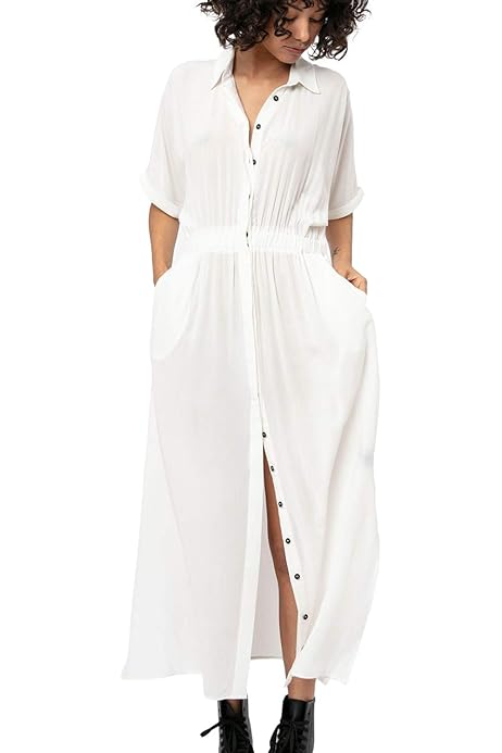 Abiti Lunghi Taglie Forti Abito Lungo A Camicia Donna In Cotone E