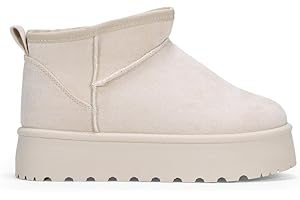 BOSANOVA Botines de Invierno para Mujer confeccionados en Ante con caña Baja de 9 cm, Detalle de Pelo Interior y Suela de Plataforma Dentada. Sin Cierre. Calzado para Mujer