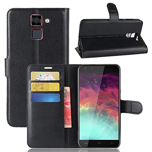OFU   Para Homtom HT37 Funda Dual Layer PU And TPU Hybrid Card Carry Pocket Wallet Slot Cartera Cuero Funda de Piel Wallet Case para Homtom HT37 Carcasa Flip Case Cover con Funci  n Soporte negro 