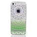 Produktbild iPhone SE Handyhülle, iPhone 5 Hülle, iPhone 5S Schutzhülle, MUTOUREN Durchsichtig TPU Silikon Case Cover Ultradünne Etui Crystal Transparent Weich Flexibel Rückdeckel Kratzfeste Stoßdämpfende Indische Sonne Henna Mandala, Hellgrün