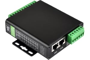 Waveshare 8-Channel RS485 to RJ45 Ethernet Serial Server, Independent Operation, Rail-Mount Isolated Module, Bi-Directional Transmission, Modbus Gateway, Transparent Communication, with PoE Function