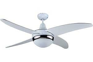 DCG WeGeek, ventilatore da soffitto con telecomando, 4 pale, 1 luce, diametro 120cm e 3 velocità 180/120/80 RPM.