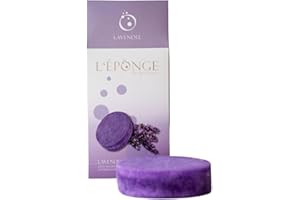 LEPONGE L'ÉPONGE – Lavendel Duschschwamm | Innovativer 4 in 1 Badeschwamm mit schäumender Naturseife, intensivem Duft und sanftem Peeling-Effekt. Naturschwamm für bis zu 30 Wäschen