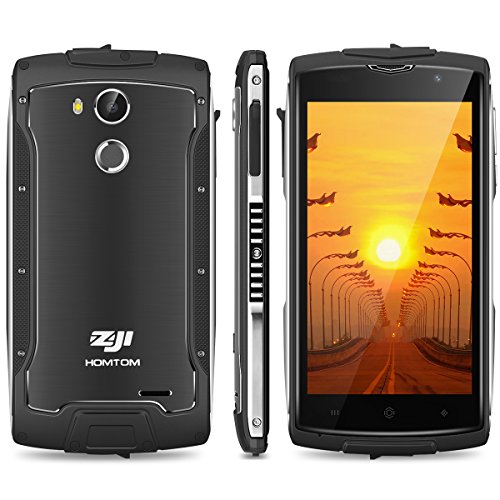 HOMTOM ZOJI Z7 Smartphone- IP68 impermeabile, 5.0â€˜â€™ HD Display Android 6.0 4G Telefono Cellulari, MT6737 quad core 1.3GHz, 2GB RAM 16GB ROM, 13MP+5MP Camera, Dual SIM, Fingerprint recognition, WiFi/GPS/OTA/OTG Cellulare - Nero