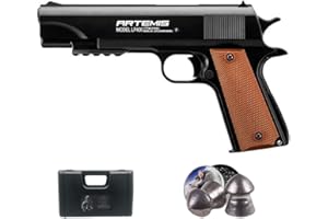 ECOMMUR Pistolas de balines Artemis LP400 | Arma PCP de Carga Manual de perdigones Calibre 4,5mm Tipo Colt 1911 + maletín y balines
