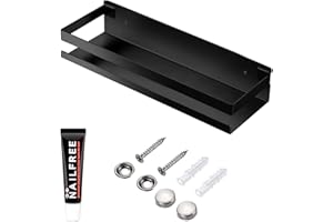 YANYYGu Rostfreie Metall-Aufbewahrungsschweberegale Wandmontierte Rechteckige Regale für Badezimmer, Küchen und Waschküchen (30cm Schwarz)