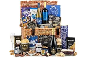 Thornton & France The Excelsior Luxury Christmas Hamper With Red Wine White Wine & Prosecco | Reusable Wicker Basket Full Of Chocolates Sweet Treats & Savoury Snacks | 20 Delicious Items