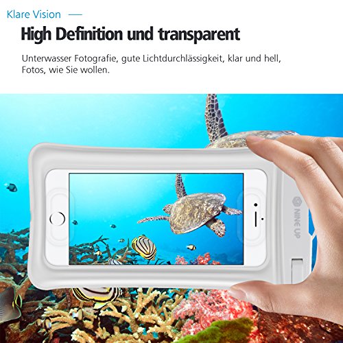 Custodia impermeabile Airbag Galleggiamento Universale per Fino a 6 Pollici Cellulare/Smartphone, NINE-UP Waterphoof Cover Case Custodia Impermeabile Permette il Riconoscimento Dell'impronta Digitale,Touch Screen Sacchetto Impermeabile Borsa Cellulare per iPhone 7/6/6s/se, Samsung /S7/S7 Edge/S6/J5, Huawei P9/P9 lite/P8, Asus Zenphone ecc(White, 6 inch)