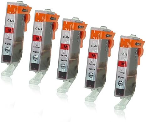 5 Ink Cartridges compatible with Canon CLI-526 Magenta for Pixma IP4850 IP4950 IX6550 MG5140 MG5150 MG5200 MG5240 MG5250 MG5300 MG5340 MG5350 MG6150 MG6250 MG8150 MG8240 MG8250 MX715 MX885