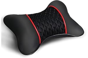 FACULX 2 cojines de piel sintética para asiento de coche, para cabeza, cuello, para disfrutar de una conducción cómoda con cojín para reposacabezas de asiento de coche