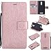 Produktbild Lonchee Xiaomi Redmi Note 3 Leder Wallet Tasche Brieftasche Schutzhülle , Sonnenblumen geprägten Muster Design Hochwertige PU Leder Folio Tasche Case Hülle im Bookstyle mit Standfunktion Kredit Kartenfächer (Rose Gold)