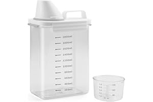 Pgtc Dispensador de detergente,Detergente para Ropa con Vaso Medidor,Caja de Almacenamiento de Detergente Hermético para Detergente en Polvo y Líquido(2300 ml)