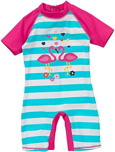 H2O Flamingo hearts Sunsafe UPF40+ Girls and Babies All In One Piece Suit - Stripe - 12/18 Months