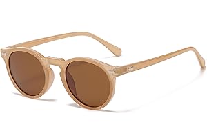 LJCZKA Retro Round Polarized Sunglasses Mens Womens, Vintage Polarised Sunglasses Classic Trendy Shades Unisex UV400 Protection