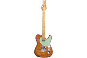 EART Classic Electric Guitar Maple Fingerboard,Stainless Steel Frets,Tiger Veneer