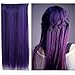 60cm Length One Piece Long Hair Piece Wig Straight Clip in Human Hair Extension Purple