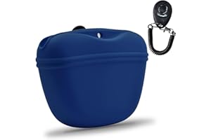 AUDWUD - Bolsa de Silicona para golosinas para Perros - Contenedor de adiestramiento portátil con Clip - Cómodo Cierre con Hebilla magnética y Clip para la Cintura - Sin BPA
