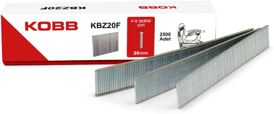 KOBB KBZ20F 20mm 2500 Adet F/E/J/8 Serisi Ağır Hizmet Tipi Kesik Başlı Çivi