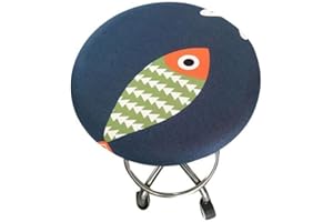 Lukery Copri Sgabello Rotondo Elastico Lavabile Sedia Copre Fodera Coprisgabello Facile da Pulire Protettiva Copre per 30-45cm Sgabello da Bar, Ufficio Festa in Hotel Sedia (Piccolo Pesce,1pcs)