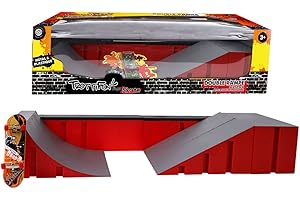 TROTTIFUN - Finger Skate y una Doble Rampa - 031438 - Metal y Plástico - Skateboard - Dedo - Juguete Infantil - Cumpleaños - Regalo - Coleccionable - Tabla de Skate - A Partir de 3 años