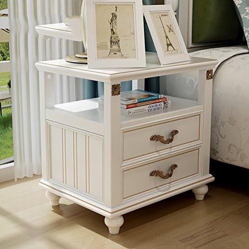 Rural pastoral bedside cabinet Desk lamp cabinet Mini anti-Fading nightstand White anti-Moisture bedside table Simple bedside table-A 52x47x50cm(20x19x20inch)