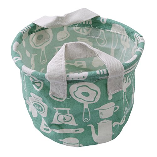 Lalang Linen Storage Bag Desk Organizer Box Baby Toys Storage Basket with Handles (Green)