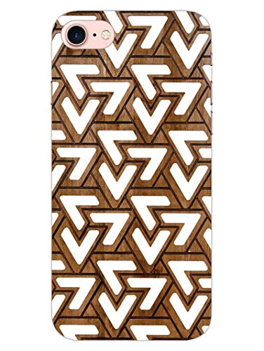 Madanyu Wooden Texture Geometry Material Designer Printed Hard Back Shell Case for iPhone 8