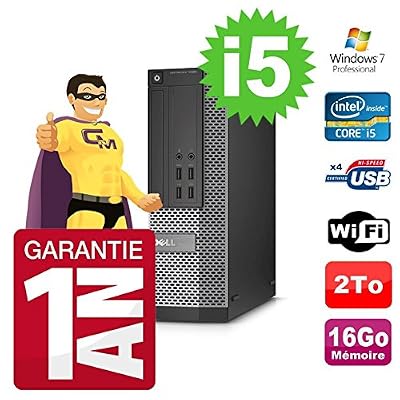 Dell PC Dell Optiplex 7020 SFF Core I5-4570 3.20Ghz 16Go Disque 2To DVD Wifi W7 (Reconditionné Certifié Grade A)