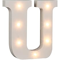 Lettera F Illuminabile In Legno Con LED - Decorazione Per Iniziali, Parole O Annate, Altezza 16cm