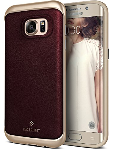 Preisvergleich Produktbild Caseology Galaxy S7 Edge Hülle, [Envoy Serie] Schlanke Luxushülle mit Premium PU Leder Doppelter Schutzschicht [Burgund - Burgundy] für Samsung Galaxy S7 Edge (2016)