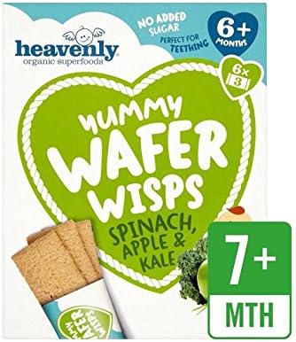 Heavenly Organic Yummy Wafer Wisps Spinach, Apple &amp; Kale 84g - Pack of 2