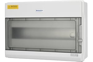 Mollom 15 Way Power Distribution Box with Bus Bars and Din Rail for Miniature Circuit Breaker MCB, Waterproof IP66.Padlock Available for Indoor and Outdoor Use