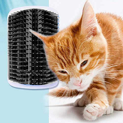 YYANG Accessori per Animali Domestici Cat Scratcher Pettine Self Grooming Gattino Massaggio Rimozione dei Pruriti Spazzola per Animali Domestici - Nero Taglia Unica