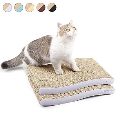 AMZNOVA Griffoirs pour Chats S Forme en Carton Ondulé Gratter Jouet Chat éraflure, 2 Pièces, Blanc