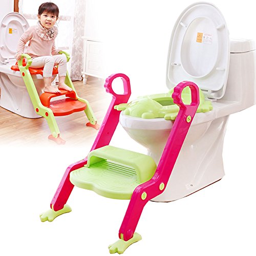 BabyHugs - 2 Step Baby Toilet Training Potty step stool Toddler child toilet trainer - Green & Pink