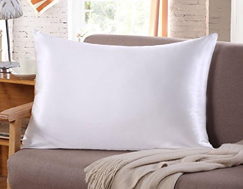 Silk Pillow Case for Hair &amp; Facial Skin to prevent wrinkles Hidden Zipper white 1 Piece (white)