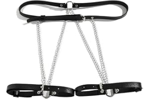 FDEETY Punk Black Leather Waist Leg Chain Belt Body Chains Sexy Adjustable Leg Garter Belt Thigh Chain Beach Night Club Party Rave Body Jewelry Accessories for Women and Girls