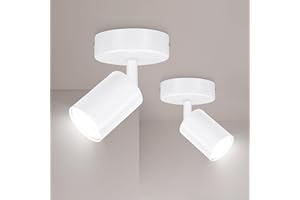 Ketom 2 x Spotlight Ceiling Light - GU10 LED Spotlight Matt White Single Adjustable Spotlight Wall Light - 1 Spot Ceiling Lights - Bulb Not Included