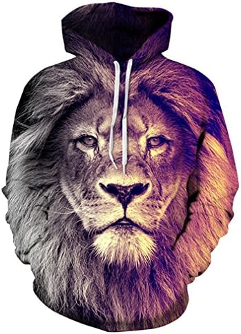 Caladele Animal Style Sweatshirts Men Women Pullovers Print Lion Hoodies Hooded Tracksuits Tops S
