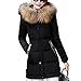 Produktbild Winterjacke FORH Damen Lange Daunenjacke Mit Kapuze Winter Wärm Elegant Daunenmantel Steppjacke Parka Jacke ultraleichte Hoodie gepolstert coat mit abnehmbarer Pelzkragen (XL, Schwarz)