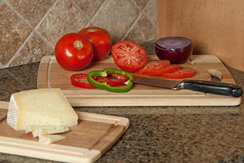 CC Boards Dreiteiliges Schneidebrett-Set aus Bambus: Hölzerne Metzger-Blockbretter mit Saftrille und Griff - 4