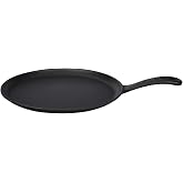 Lava D&ouml;k&uuml;m Krep / Pizza / Pancake Tavası, Yuvarlak, Metal Saplı, 26cm, Siyah