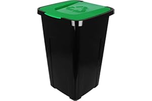 TW24 Abfalltonne 50L Recycling mit Farbauswahl Mülltonne mit Klappdeckel Mülleimer Abfalleimer (Grün)