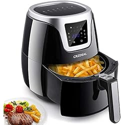 CRZDEAL Friteuse Sans Huile XL, Friteuse à Air Chaude, 3.5L 1500W Écran LCD Tactile, Minuteur Température Réglable, Multifonction 7-en-1, Pot Amovible