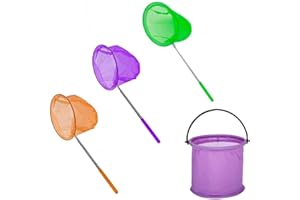 YKKJ 3 Pièces Enfants Filet de Peche，avec Seau Pliant Fishing，pour Attraper des Insectes, Jeux De PêChe,Etc Filets. Violet