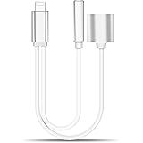 Headphone Adapter for iPhone 12 Aux Adapter 3.5mm Jack Converter Headset Cable 2 in 1 Audio Splitter Compatible with iPhone7/