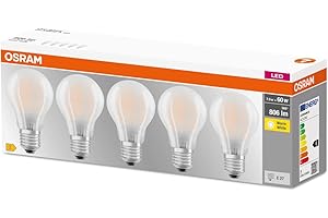 Osram Lampadine LED Goccia, 7W Equivalenti 60W, Attacco E27, Luce Calda 2700K, Confezione da 5